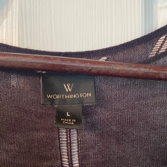 WORTHINGTON Sheer Black Shrug Striped Layering Long Sleeves Size Large - Picture 2 of 10